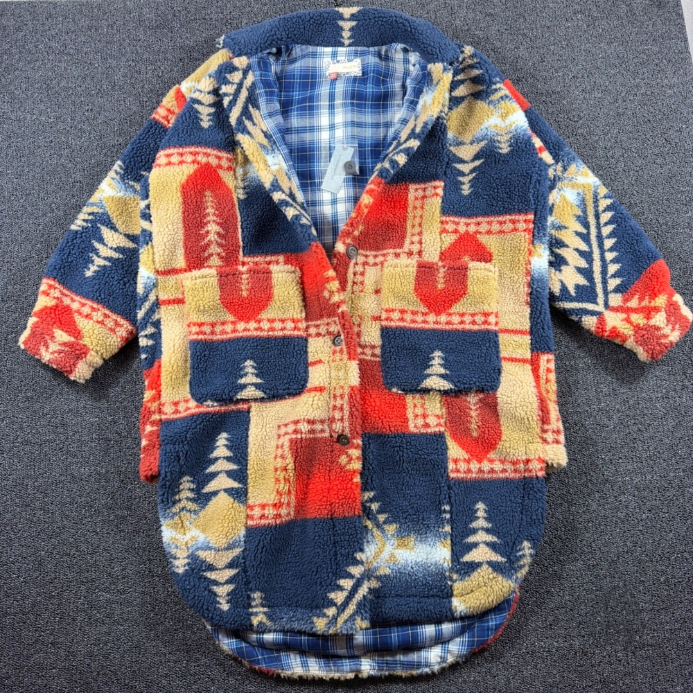 NWT Pilcro Anthropologie Sherpa Fleece Southwestern Jacket XXSP Flannel Liner